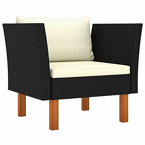 Tidyard Gartensofa mit Sitzpolster & Rückenkissen Loungesofa Rattansofa Balkonsofa Sofagarnitur Gartengarnitur Rattanmöbel Gartenmöbel Poly Rattan und Eukalyptus Massivholz