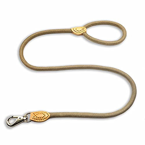 Monkimau Hundeleine aus Nylon für mittelgroße Hunde Leine mit Leder (Grün)