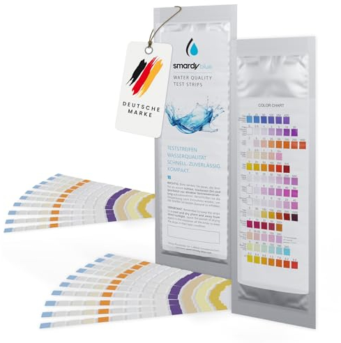 SMARDY 20x Wasser Teststreifen 13in1 Wasserteststreifen für Trinkwasser Pool Test Wasserqualität Wassertest für Trinkwasser Gesamthärte ph Chlor Blei Nitrat