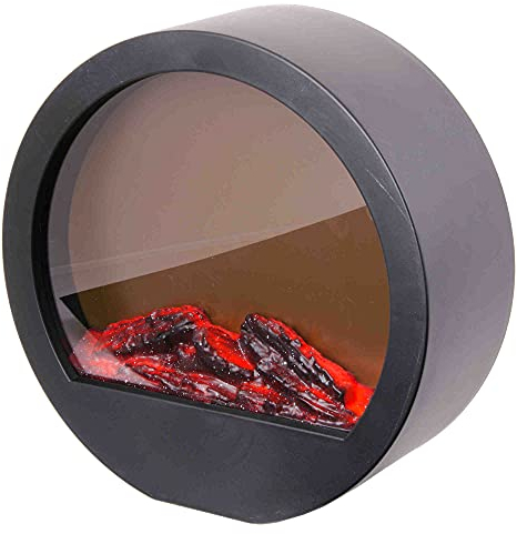 LED Laterne Kamin Kunststoff schwarz mit Flammeneffekt Höhe 36 cm