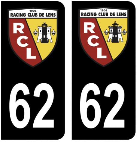 HADEXIA Self-Adhesive Number Plate Stickers 62 Club RCL Racing Club de Lens Football Black