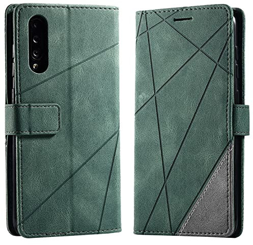 Vankii Kompatibel mit Samsung Galaxy A70 / A70S Hülle, Flip Wallet Handyhülle PU Leder Brieftasche Tasche Case Stoßfeste Schutzhülle [Kartenschlitzen] [Magnetverschluss] [Standfunktion] (Grün)