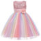 Ragazze Principessa Abito Paillettes Tulle Fiore Arcobaleno Colletto Rotondo Senza Maniche Abito Formale Festa di Compleanno Matrimonio Damigella d'Onore Ragazza Abiti da Sera per 3-9 Anni(Rosa)