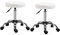 HOMCOM 2er-Set Rollhocker höhenverstellbar, Drehhocker 48-63 cm, Arbeitshocker 360° drehbar, Bürohocker für Büro, Salon, Massage, Spa, Weiß