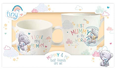 Ceramic Tiny Tatty Teddy Mummy and Baby Best Friends are We Mug Set, White
