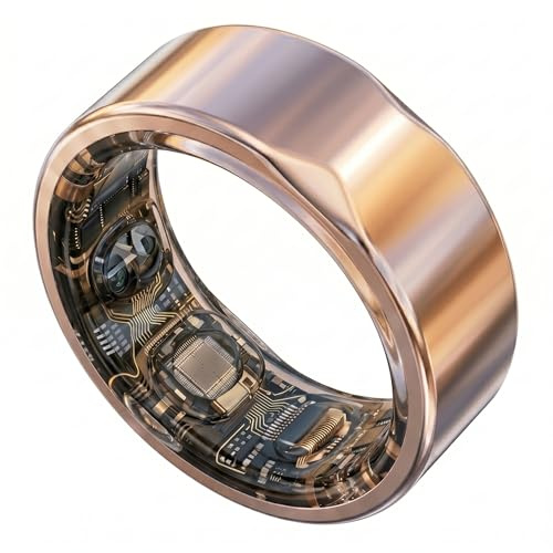 ECLIPSE, Smart Ring AI per Monitorare Sonno, HRV, SpO2, VO2Max, Glicemia, Frequenza Cardiaca | Anello Smart Design Italiano, Senza Abbonamento, Titanio & Acciaio | iOS Android (Rose Gold, 11 (L))