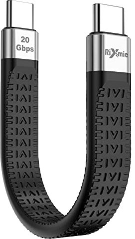 Rixmie Short USB-C Cable [5 inch], 100W PD Fast Charging, 20Gbps Data Transfer, USB C to USB C Short Cable, Thunderbolt 3 for iPhone 17, MacBook, Android Auto, External SSD and More Type-C Devices