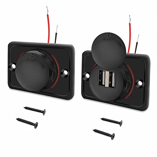 3.1A Car Dual USB Charger,2 Port USB Charging Socket Charging Panel,Quick Charge,Waterproof,Mount 12V-24V for Mobile Phone Tablet Android Devices GPS (2 pcs)