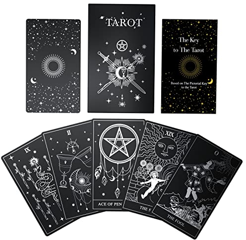 ACELION Original Tarotkarten-Set mit Anleitung, 78 Stück Tarotkarten mit Goldfolie auf der Oberfläche, Wahrsagspiel, Tarot für Anfänger..