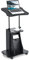 CASART Mobile Computer Desk, Height Adjustable Standing Table with Wheels & Storage Cabinet, Working Writing Rolling Laptop Cart Portable Sit Stand Desk for Home Office (Black)