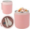 Vacuum Insulated Lunch Box Bento Box 530ml Food Thermos for Hot Food Wide Mouth Jar with Foldable Spoon Portable Lunch Thermal Insulated for School Office Work (Pink)