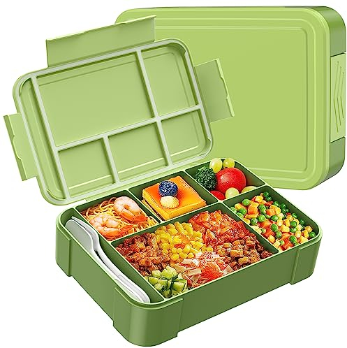 WayEee Brotdose Kinder mit Fächern 1300ml Lunchbox Kinder Auslaufsicher Brotdose Kinder für Kindergarten & Schule (Grün)