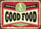 Cartel de chapa de metal Good Food Comidas calientes y bebidas frías Diseño retro. Hogar Cocina Diner Bar Pub y Man Cave Cócteles Retro Sketch Decoración
