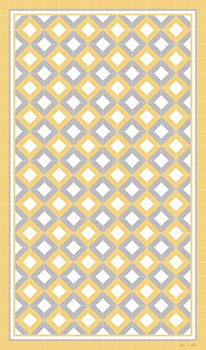 DobleUve Estudio Alfombra Vinílica Hidráulica 26 | Color Amarillo | 47x80 cm | Alfombra Cocina Lavable Antideslizante | Alfombra Vinilica | Suelo Vinílico | Alfombra Vinilo Salón