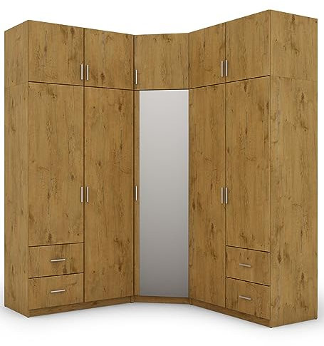 e-Meblast Eckschrank 240x54cm Schubladen Einlegeböden Schlafzimmer