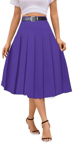 SANGTREE Damen Mädchen A-Linie Lang Plissee Hohe Taille Mode Rock Schuluniform Cosplay, Lange # lila Tasche, 4X-Groß