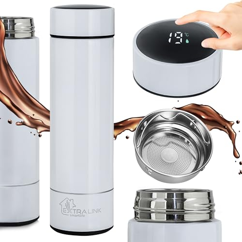 EXTRALINK Smart Travel Mug 500 ml - Gobelet isotherme - En acier inoxydable - Maintient 12 h au chaud / 24 h au froid - Double paroi - Affichage de la température LED - Batterie intégrée - Pour café
