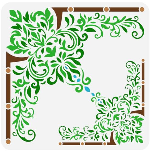 FINGERINSPIRE Barock Bordüren Malschablone 30x30 cm Wiederverwendbare Damast Eckmuster Zeichenvorlage Elegante Brokat Blumen Schablone Zum Malen Auf Holz Wand Stoff Möbeln