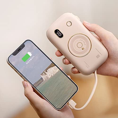 Powerbank 20000mAh Power Bank Mit 2 Kabel Power Bank Mini Externe Handyakkus Mit 5 Ausgängen LED Display Externer Akku Kompatibel Mit Allen Intelligenten Geräten,Pink
