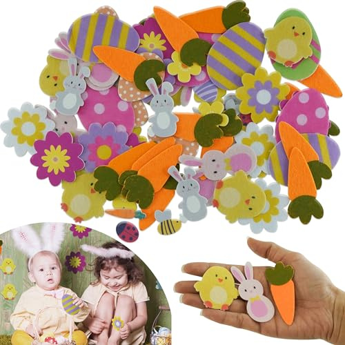 93 Stück Oster-EVA-Schaumstoff-Aufkleber in wiederverwendbaren Beuteln – 11 Stile für Oster-Party-Spiele, Ostereier, Häschen und Küken, ideal für Kinder, Bastelarbeiten, Geschenke und