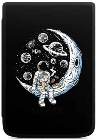 DeinDesign Coque pour liseuse Compatible avec Vivlio Touch HD Plus Etui pour liseuse Protection pour liseuse Café Lune Space