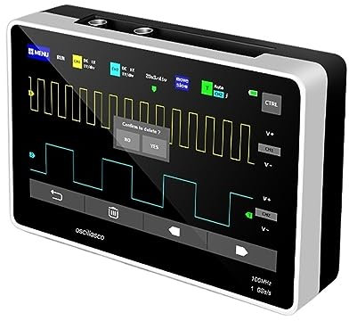Oscilloscope, Tablette numérique Oscilloscope double canal 100 MHz bande passante analogique 1GSa taux d'échantillonnage multimètre de forme d'onde Auti-burn Analyse du spectre, résistance, test de di