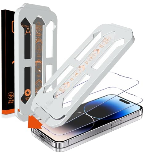 Tentoki Screen Protector for iPhone 14 Pro Max, Full Coverage Tempered Glass Film 9H+ Military-Grade Protection [Auto Dust Elimination] [No Bubbles No Dust] [Ultra-Transparent] 2 Pack