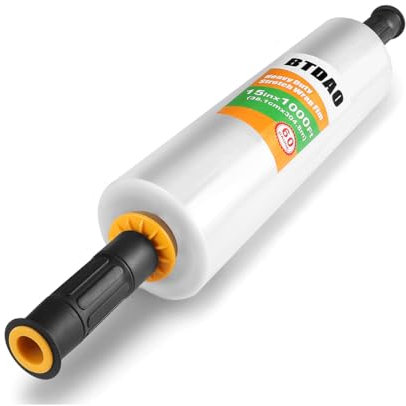 Stretchfolie mit Rollgriff Transparent, 38,1 cm x 300 m, Folie für Möbel, 60 Gauge, Schrumpffolie, Profi- und Heimgebrauch | Reißfest und Einfach Abzurollen