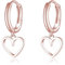 Reffeer Massive 925 Sterling Silber Herz Tropfen Creolen für Frauen - Huggie Drop Ohrringe (C-Roségold)