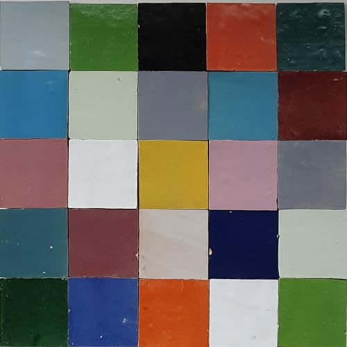0,2m² marokkanische Zellige Fliesen - fugenlose Wandfliesen 10x10cm (bunter Mix)