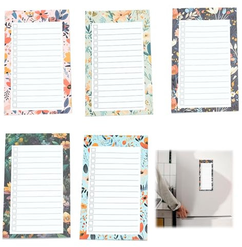 Bloc de Notas Magnético para Nevera,5pcs Blocs De Notas Magnéticos,To Do List Magnético,Lista De Compras Nevera Magnética,Lista de Compra,Planner Notebook Magnético,Bloque De Lista Tareas Pendientes