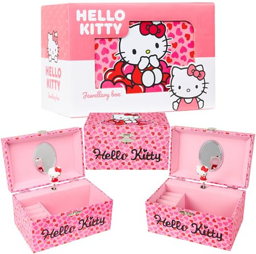 Hello Kitty Boîte à Bijoux Musicale Fille Ado Figurine Kawaii Boite à Souvenir Anime Rangement Bijoux et Bagues Décoration Chambre Fille