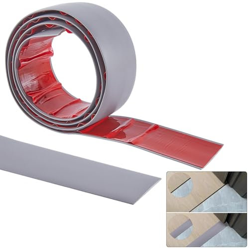 GORGECRAFT 1.2M X 5cm Bodenübergangsleiste Selbstklebende Abdeckung Kantenleiste Laminatboden Flache Trennwand Spaltabdeckung Verbindungsleiste Für Lücken Teppichschwellen Übergangsbodenfliesen Grau