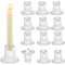 YSWOVUO 12er Set Kerzenhalter Glas, 2-in-1 Kerzenständer Teelichthalte, Kerzenhalter Stabkerze für Dekoration Hochzeit Tischdeko Weihnachten Advent Wohnzimmer Party Esstisch Vintage Deko, Transparent
