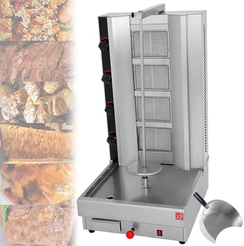 QUTBAG Machine à Doner Kebab, Grils à gaz en Acier Inoxydable, Gril de Four à rôtissoire Vertical, Machine Shawarma Commerciale rotative à 360 ° pour Cuisine de Restaurant Barbecue