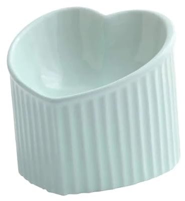 HUIJIQX KICPUK Ceramic Tilted Elevated Cat Bowl Heart Shape Anti Slip Cute For Cats Kitten Small Dogs Functional Width 14cm Handmade Pet Feeder(Light Green)