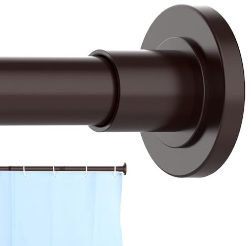 CorkLatta Duschvorhangstange, Bronze, 78,9 bis 277,2 cm, 2,5 cm Durchmesser, verstellbare Federspannung, Gardinenstange, kein Bohren, Edelstahl-Teleskopstange, kein Rost