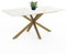 IDMarket - Table à Manger Rectangle Alix 8 Personnes Pied araignée Laiton et Plateau Effet marbre Blanc Alaska 160 cm