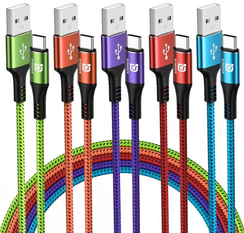 USB Type C Cable (5 Pack 3m) USB A to Type C Charger Fast Charging Nylon Braided for Samsung Galaxy S9 S8 Note 9 Note 8 Galaxy Note 20 10 S21 S20 S10 Plus USB C Cable