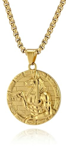 Sumpgle Anubis Ägyptische Mythologie Anhänger Halskette Vintage Titan Stahl Talisman Edelstahl Schmuck
