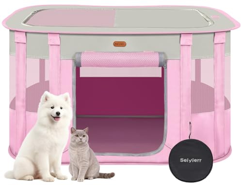 Seiyierr Faltbarer Laufstall für Haustiere – Katzen- und Welpenlaufstall, Reise-Hundebox mit Tragetasche, Katzenzelt Hundegehege für Outdoor-Camping
