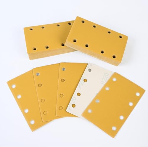 80x133mm Schleifblätter P220 für Schwingschleifer Schleifen Holz Metall | Sruhrak Schleifpapier 80x133mm Klett Set, 50 Stück Stärkerer Abtrag Schleifpads Körnung 220 für Schwingschleifer