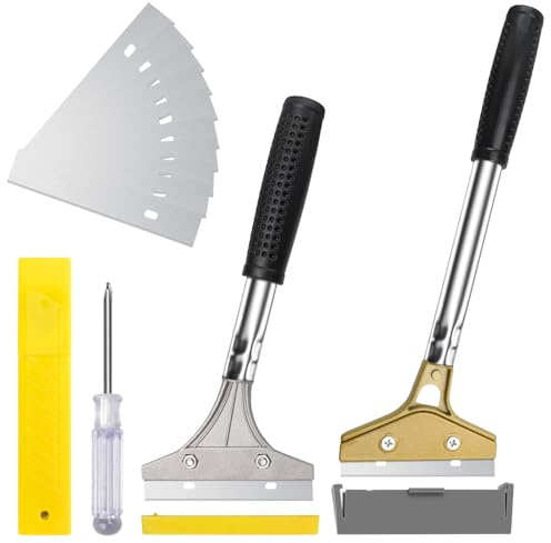 Fourindo 2 Stück Tapetenentferner Set (30cm/23cm) mit 10 Klinge,zum Entfernen von Tapeten, Flecken, Farbe usw.