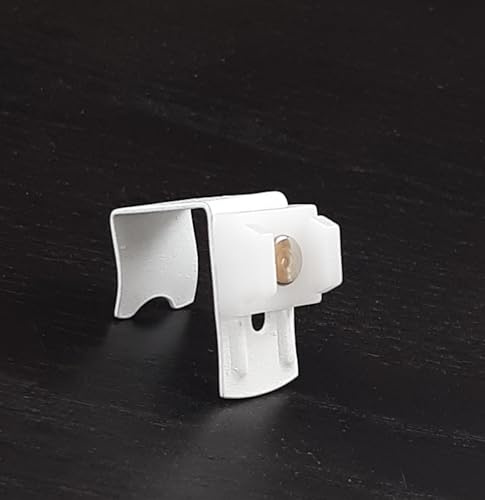 Supporto per Tende a Pacchetto in Alluminio, Bianco, Installazione Senza Fori, 2 cm di Spessore per serramenti PVC o Legno, con Bottone Quadrato, Set da 4 Pezzi (4)