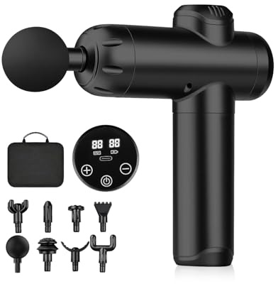 Massagepistole, Leise Elektrische Handmassagegeräte mit LCD Display, 99 Geschwindigkeiten & 8 Massageköpfe, Massage Gun für Muskeln Faszienpistole für Männer Frauen, Vatertagsgeschenk für Papa