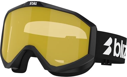 Bliz Unisex Liner Skibrille, Black-White Logo-Yellow, OneSize