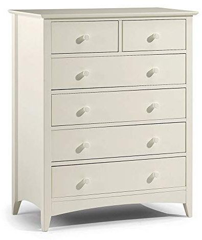 Julian Bowen Cameo Chest of Drawers, 6 Drawer, White - H84.6 x W83 x D43cm | Shaker Drawer Storage Organiser, 6 Drawers, Traditional for Bedroom, Living Room & Hallway