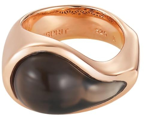 Esprit Damen-Ring Edelstahl rhodiniert Glas Glaskristall drip drop braun