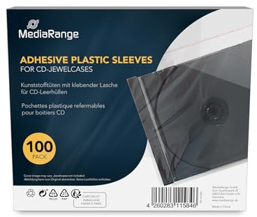 MediaRange Schutztüten für 10,4mm CD-Hüllen mit Klebelasche 100er-Pack klar | 100er-Pack | transparent | Klebelasche | passend für 10,4mm CD-Hüllen