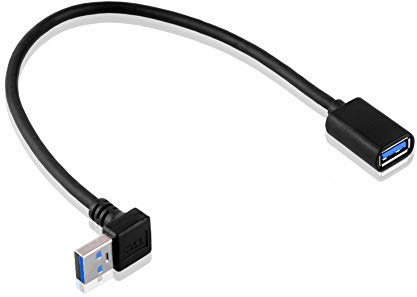 SIENOC Conector Adaptador de Enchufe Macho USB 3.0 A en Ángulo de 90 Grados a Enchufe Hembra M/F (ángulo de 90 Grados hacia Abajo por Cable)